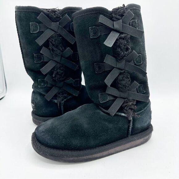 Koolaburra by UGG Black‎ Victoria Girls Winter Boots Sz 1 - Picture 1 of 13